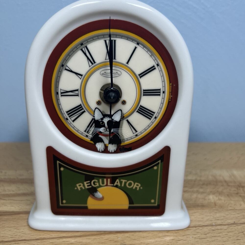 Uncle Tad’s Clock Cat Mantle Porcelain Thaddeus Krumeich Anna Perenna 1984